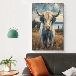 Vache des Highlands Peinture sur toile sans cadre, impressions posters art mural pour déco maison chambre bureau