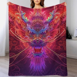 Dragon Plaid en Polaire Imprimé 3D Couverture Douce Confortable pour Canapé Lit Bureau