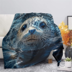 Seal 3D Printed Fleece Throw Blanket Soft Cozy Blanket for Couch Sofa Bed Office