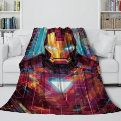 Avengers Iron Man Plaid en Polaire Imprimé 3D Couverture Douce Confortable pour Canapé Lit Bureau
