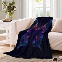 Papillon Plaid en Polaire Imprimé 3D Couverture Douce Confortable pour Canapé Lit Bureau