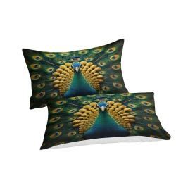 Paon Housse de Couette Imprimée 3D Douce 3 Pièces Literie Garçons Filles