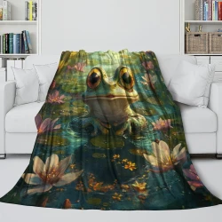 Grenouille Plaid en Polaire Imprimé 3D Couverture Douce Confortable pour Canapé Lit Bureau