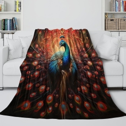 Paon Plaid en Polaire Imprimé 3D Couverture Douce Confortable pour Canapé Lit Bureau