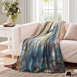 Licorne Plaid en Polaire Imprimé 3D Couverture Douce Confortable pour Canapé Lit Bureau