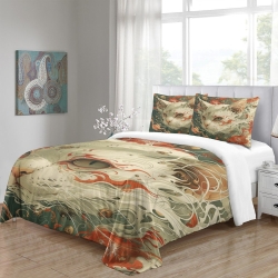 Chat Housse de Couette Imprimée 3D Douce 3 Pièces Literie Garçons Filles