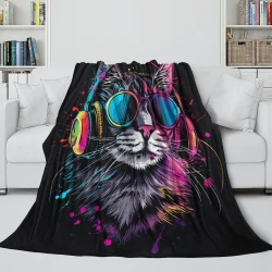 Gato Manta de Forro Polar Impresa en 3D Suave y Acogedora para Sofá Cama Oficina