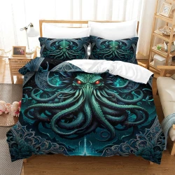 Mythe de l'horreur Cthulhu Housse de Couette Imprimée 3D Douce 3 Pièces Literie Garçons Filles