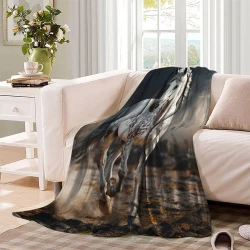Cheval Plaid en Polaire Imprimé 3D Couverture Douce Confortable pour Canapé Lit Bureau