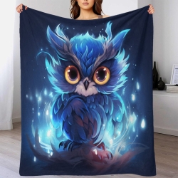 Hibou Plaid en Polaire Imprimé 3D Couverture Douce Confortable pour Canapé Lit Bureau