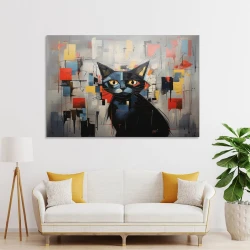 Art abstrait Chat Peinture sur toile sans cadre, impressions posters art mural pour déco maison chambre bureau