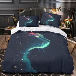 Chat Housse de Couette Imprimée 3D Douce 3 Pièces Literie Garçons Filles