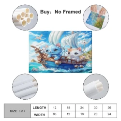 Voilier Peinture sur toile sans cadre, impressions posters art mural pour déco maison chambre bureau