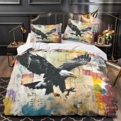 Aigle Housse de Couette Imprimée 3D Douce 3 Pièces Literie Garçons Filles