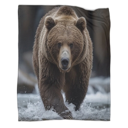 Ours brun Plaid en Polaire Imprimé 3D Couverture Douce Confortable pour Canapé Lit Bureau