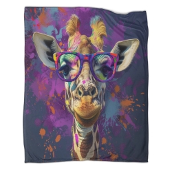 Girafe Plaid en Polaire Imprimé 3D Couverture Douce Confortable pour Canapé Lit Bureau