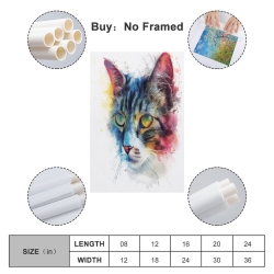Chat Peinture sur toile sans cadre, impressions posters art mural pour déco maison chambre bureau