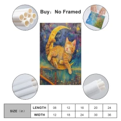 Chat Peinture sur toile sans cadre, impressions posters art mural pour déco maison chambre bureau
