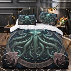 Mythe de l'horreur Cthulhu Housse de Couette Imprimée 3D Douce 3 Pièces Literie Garçons Filles
