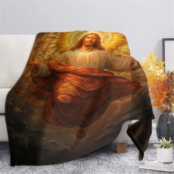 God And Jesus 3D Printed Fleece Throw Blanket Soft Cozy Blanket for Couch Sofa Bed Office