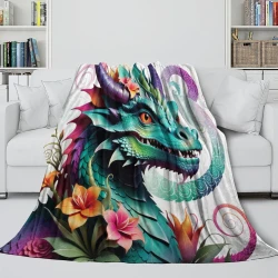 occidental Dragon Mythical Animals Plaid en Polaire Imprimé 3D Couverture Douce Confortable pour Canapé Lit Bureau