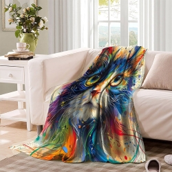 Chat Plaid en Polaire Imprimé 3D Couverture Douce Confortable pour Canapé Lit Bureau