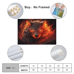 Loup Peinture sur toile sans cadre, impressions posters art mural pour déco maison chambre bureau