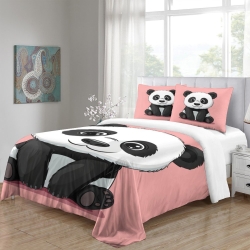 Panda Housse de Couette Imprimée 3D Douce 3 Pièces Literie Garçons Filles