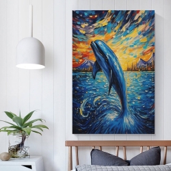 Dauphin Peinture sur toile sans cadre, impressions posters art mural pour déco maison chambre bureau
