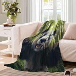 Panda Plaid en Polaire Imprimé 3D Couverture Douce Confortable pour Canapé Lit Bureau
