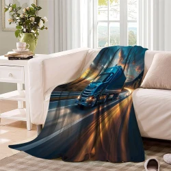 Gros camion Plaid en Polaire Imprimé 3D Couverture Douce Confortable pour Canapé Lit Bureau