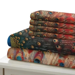 Paon Housse de Couette Imprimée 3D Douce 3 Pièces Literie Garçons Filles
