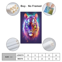 Tigre Peinture sur toile sans cadre, impressions posters art mural pour déco maison chambre bureau