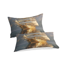Voilier Housse de Couette Imprimée 3D Douce 3 Pièces Literie Garçons Filles