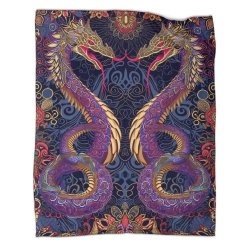 Dragon Plaid en Polaire Imprimé 3D Couverture Douce Confortable pour Canapé Lit Bureau