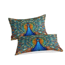 Paon Housse de Couette Imprimée 3D Douce 3 Pièces Literie Garçons Filles