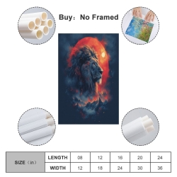 Lion Peinture sur toile sans cadre, impressions posters art mural pour déco maison chambre bureau