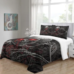 Crâne Housse de Couette Imprimée 3D Douce 3 Pièces Literie Garçons Filles