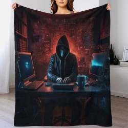 Hacker Coperta in Pile Stampata 3D Morbida e Confortevole per Divano Letto Ufficio