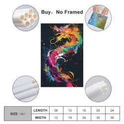 Dragon Peinture sur toile sans cadre, impressions posters art mural pour déco maison chambre bureau