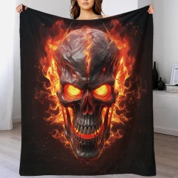 Calavera Manta de Forro Polar Impresa en 3D Suave y Acogedora para Sofá Cama Oficina