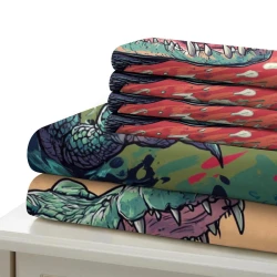 Crocodile Housse de Couette Imprimée 3D Douce 3 Pièces Literie Garçons Filles