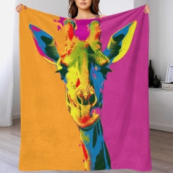 Girafe Plaid en Polaire Imprimé 3D Couverture Douce Confortable pour Canapé Lit Bureau