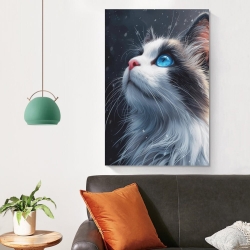 Cute Blue Eyed Chat Peinture sur toile sans cadre, impressions posters art mural pour déco maison chambre bureau