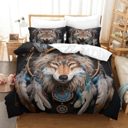Loup Housse de Couette Imprimée 3D Douce 3 Pièces Literie Garçons Filles