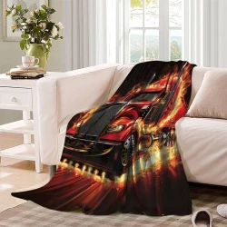 Gros camion Plaid en Polaire Imprimé 3D Couverture Douce Confortable pour Canapé Lit Bureau