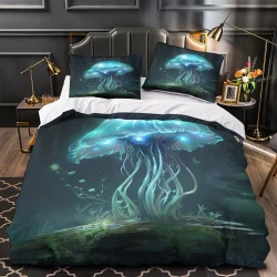 Méduse Housse de Couette Imprimée 3D Douce 3 Pièces Literie Garçons Filles
