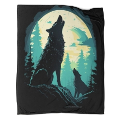 Loup Plaid en Polaire Imprimé 3D Couverture Douce Confortable pour Canapé Lit Bureau