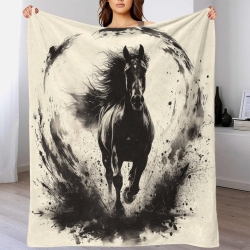 Cheval Plaid en Polaire Imprimé 3D Couverture Douce Confortable pour Canapé Lit Bureau