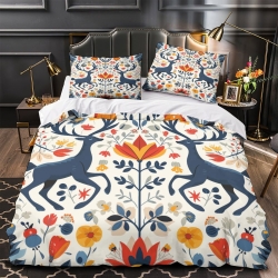 Renne Housse de Couette Imprimée 3D Douce 3 Pièces Literie Garçons Filles